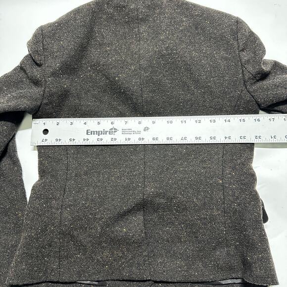 Theory Blazer Women 6 Brown Two Buttons Long Sleeve Academia Made in USA FLAW - Picture 6 of 8